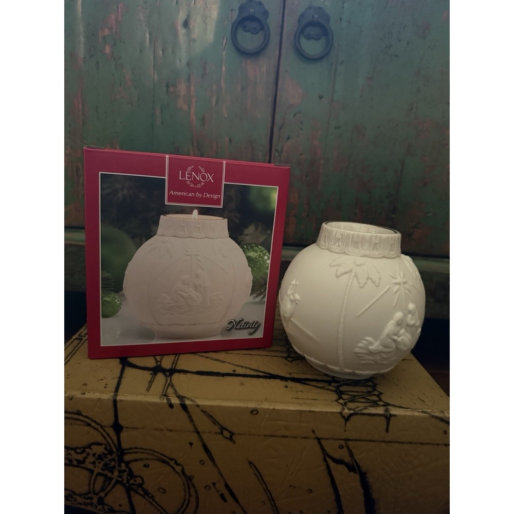 LENOX Ornamental Glow Nativity Votive Candle Holder Porcelain w/Box